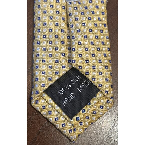 Beau Brummel Gold Blue Hand Made 100% Silk Men’s Neck Tie Made In China - Picture 7 of 9